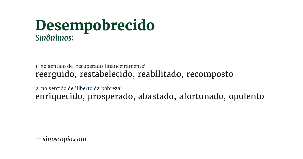 Sinônimo de desempobrecido