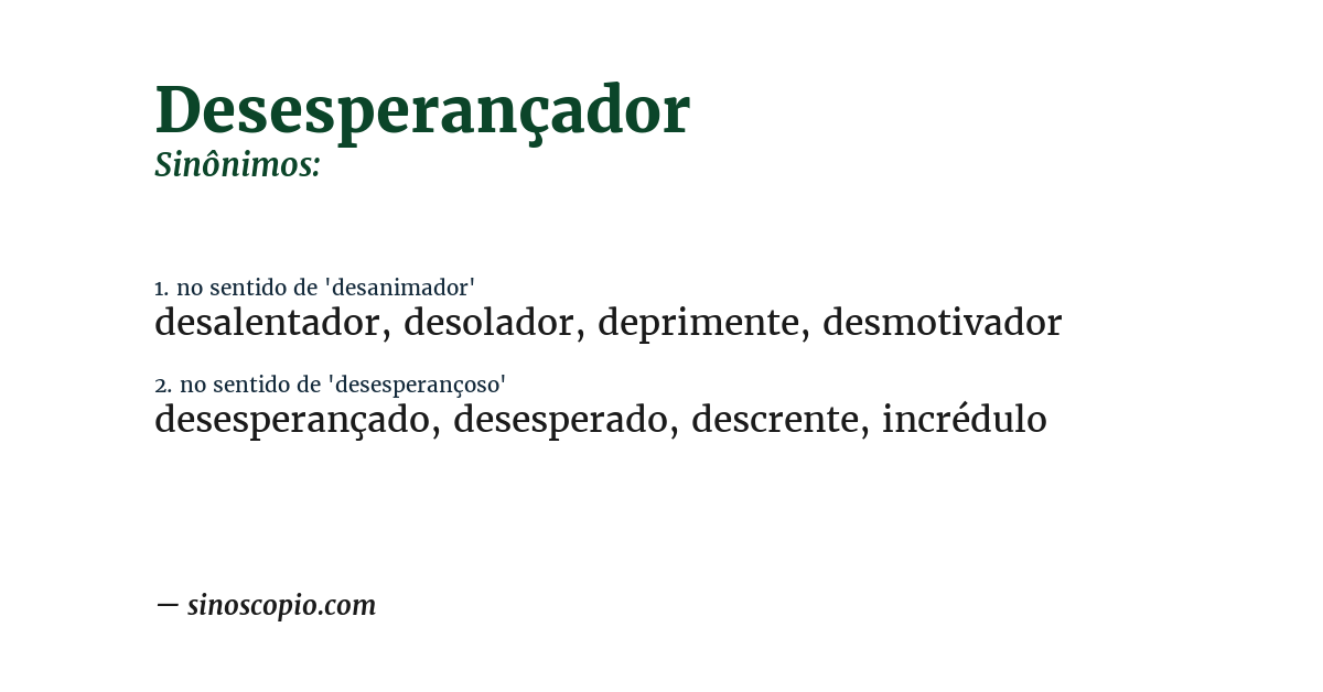 Sinônimo de desesperançador