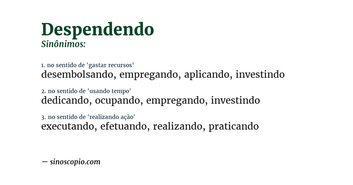 Sinônimo de despendendo
