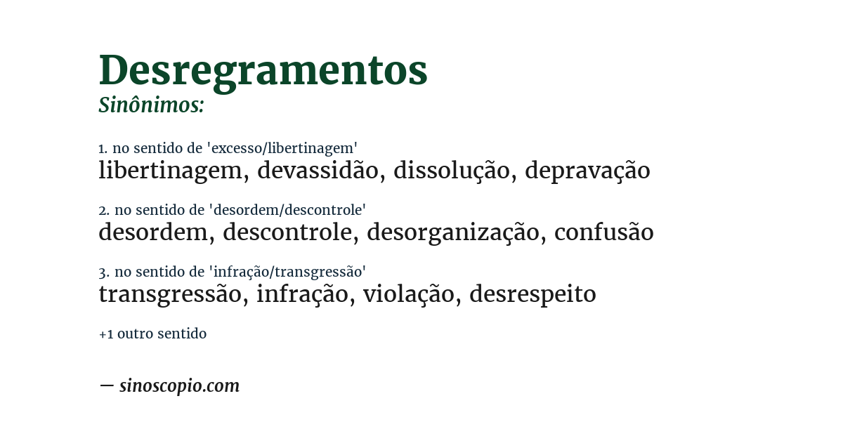 Sinônimo de desregramentos