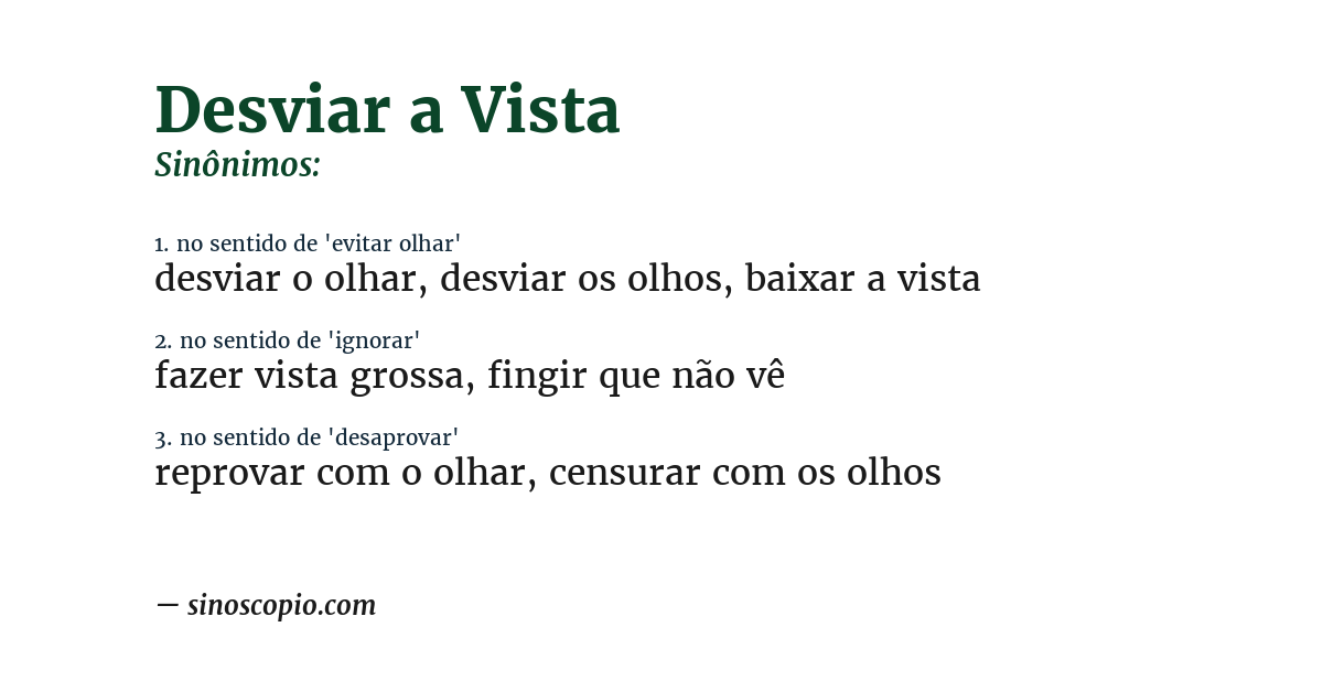 Sinônimo de desviar a vista