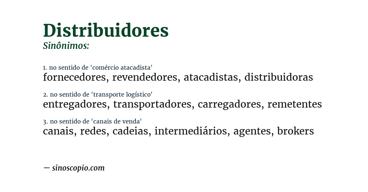 Sinônimo de distribuidores