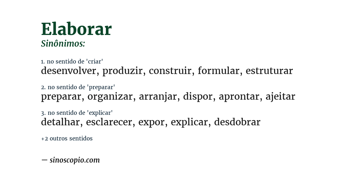 Sinônimo de elaborar