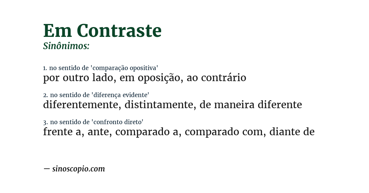Sinônimo de em contraste