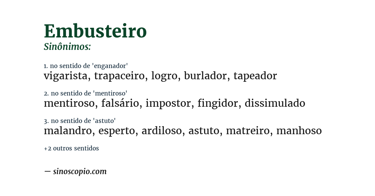 Sinônimo de embusteiro