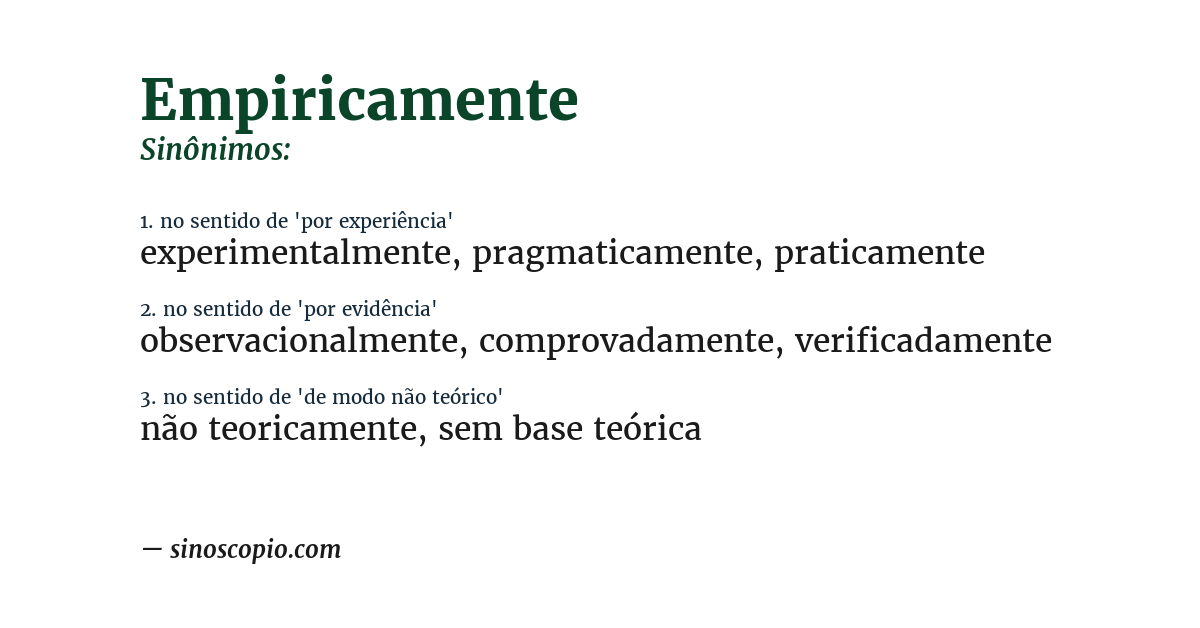 Sinônimo de empiricamente