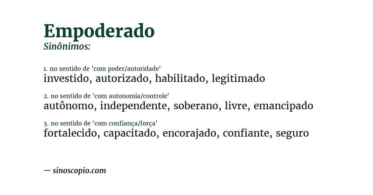 Sinônimo de empoderado