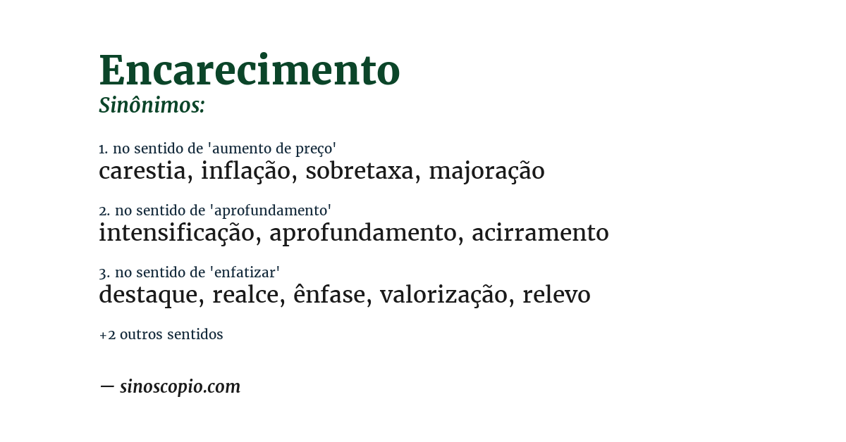 Sinônimo de encarecimento