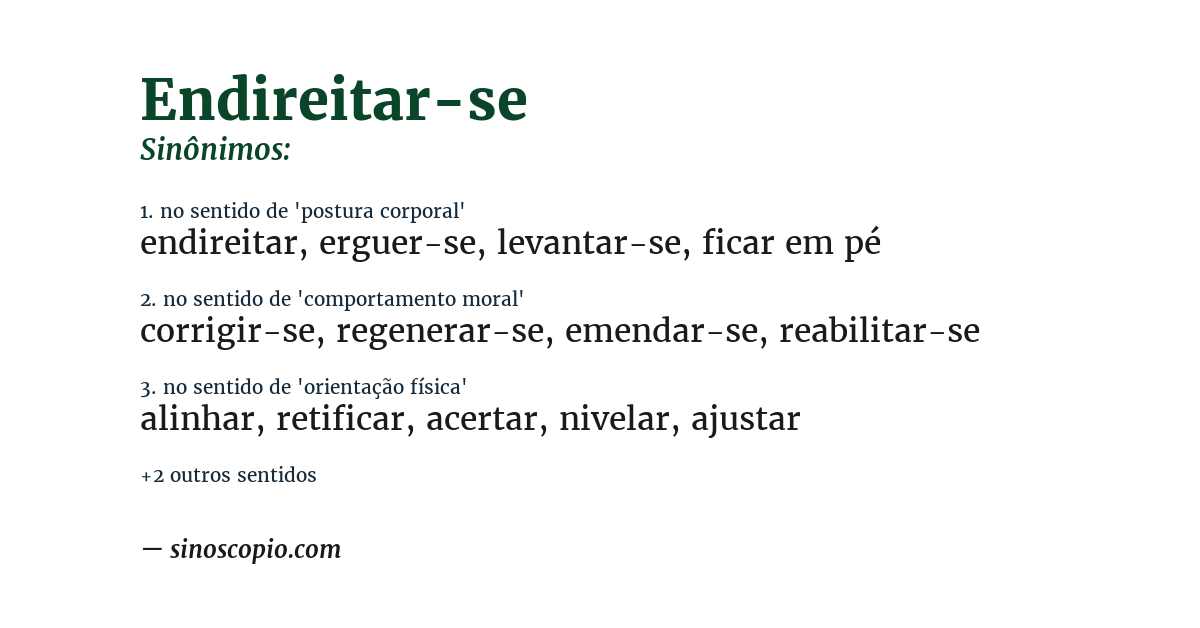 Sinônimo de endireitar-se