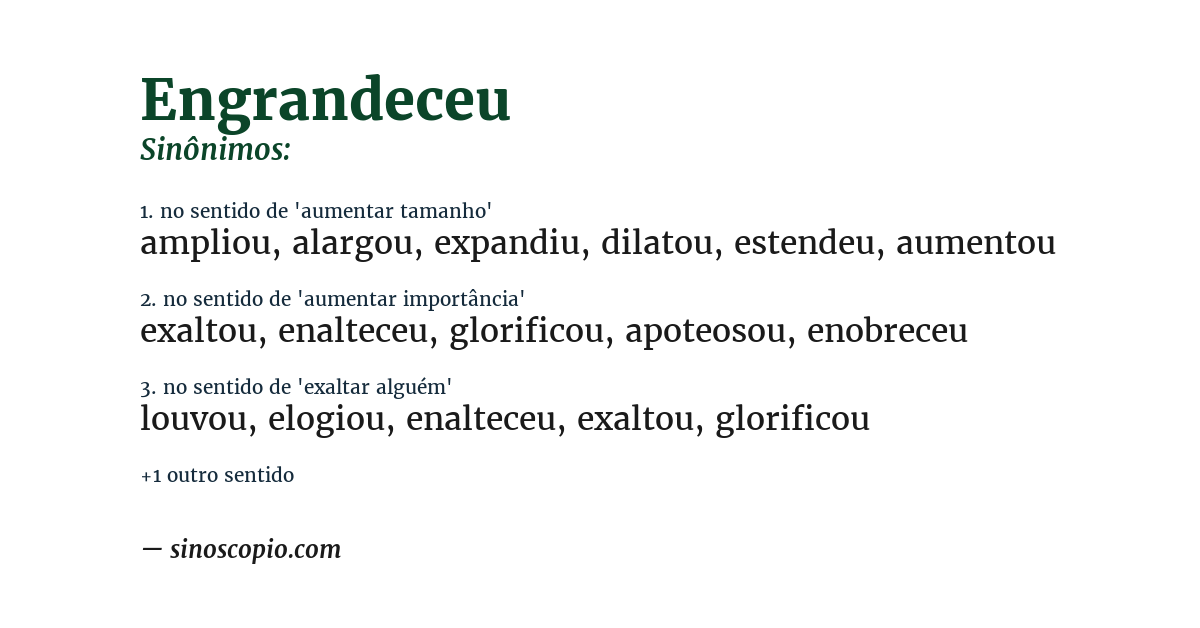 Sinônimo de engrandeceu