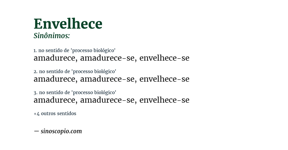 Sinônimo de envelhece