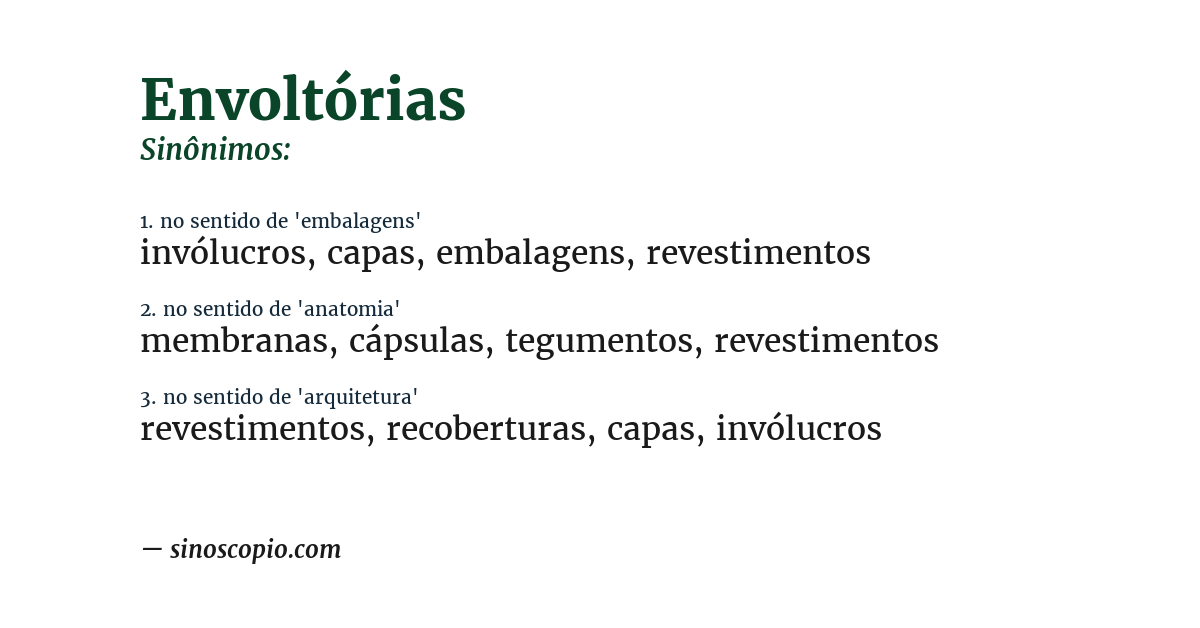 Sinônimo de envoltórias