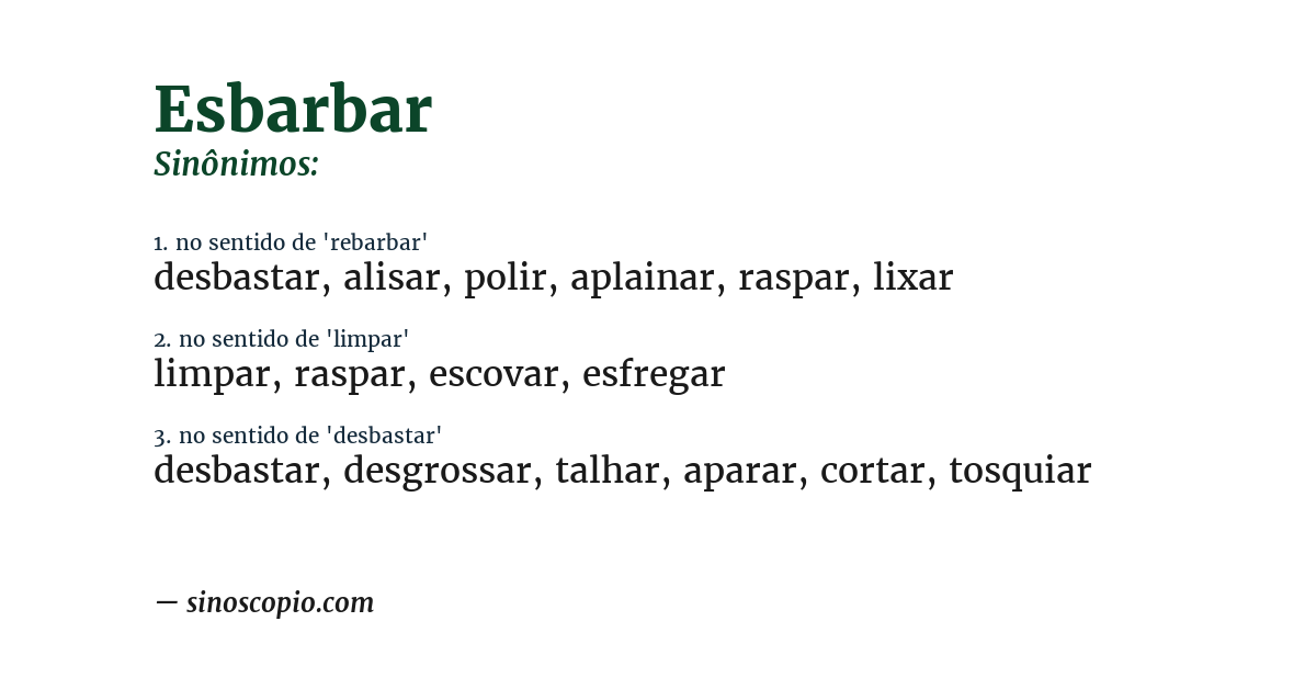 Sinônimo de esbarbar