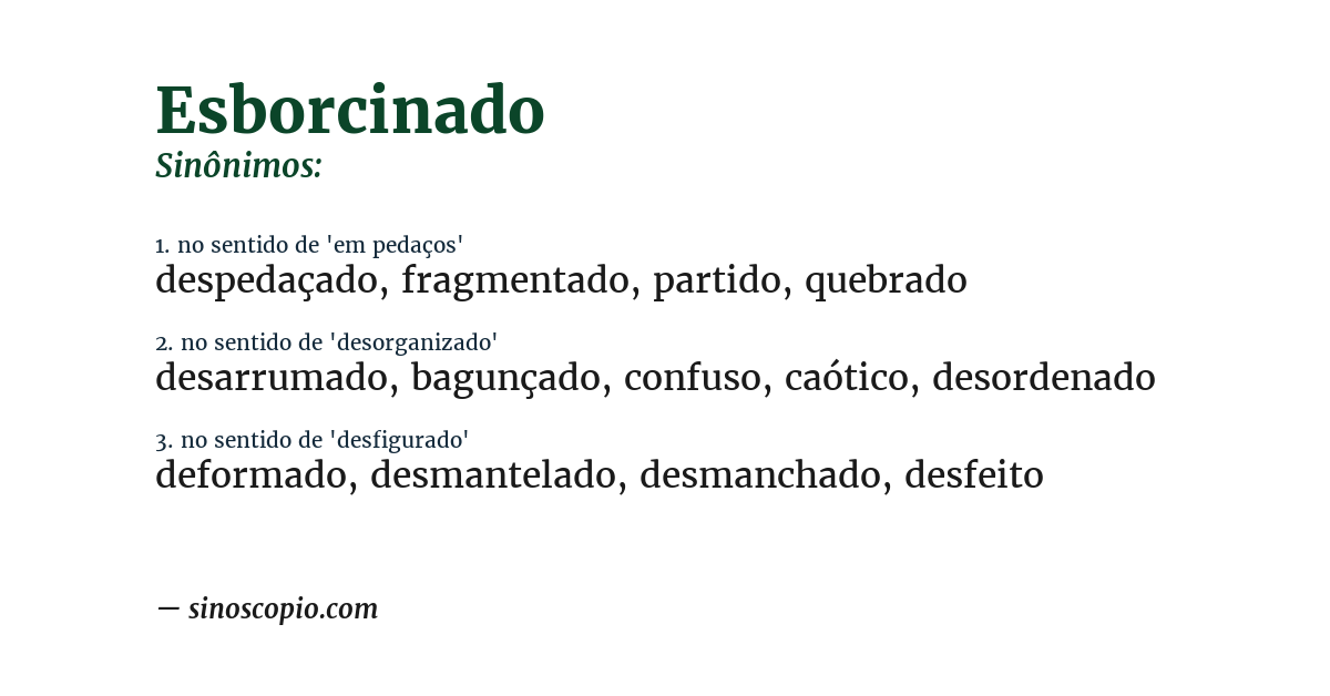 Sinônimo de esborcinado