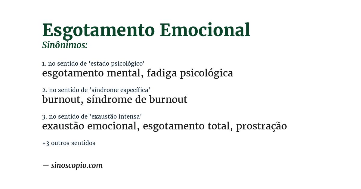 Sinônimo de esgotamento emocional