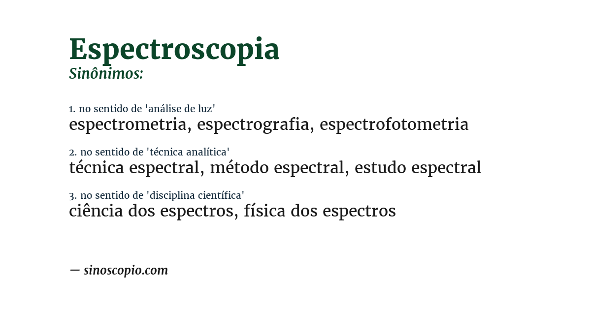 Sinônimo de espectroscopia