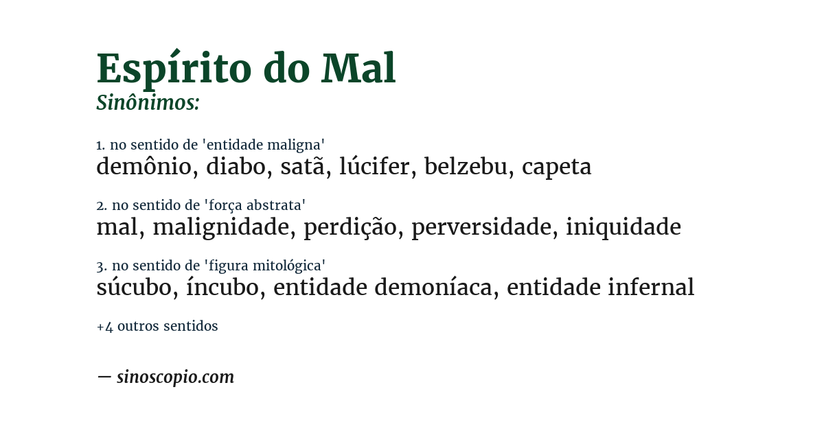 Sinônimo de espírito do mal