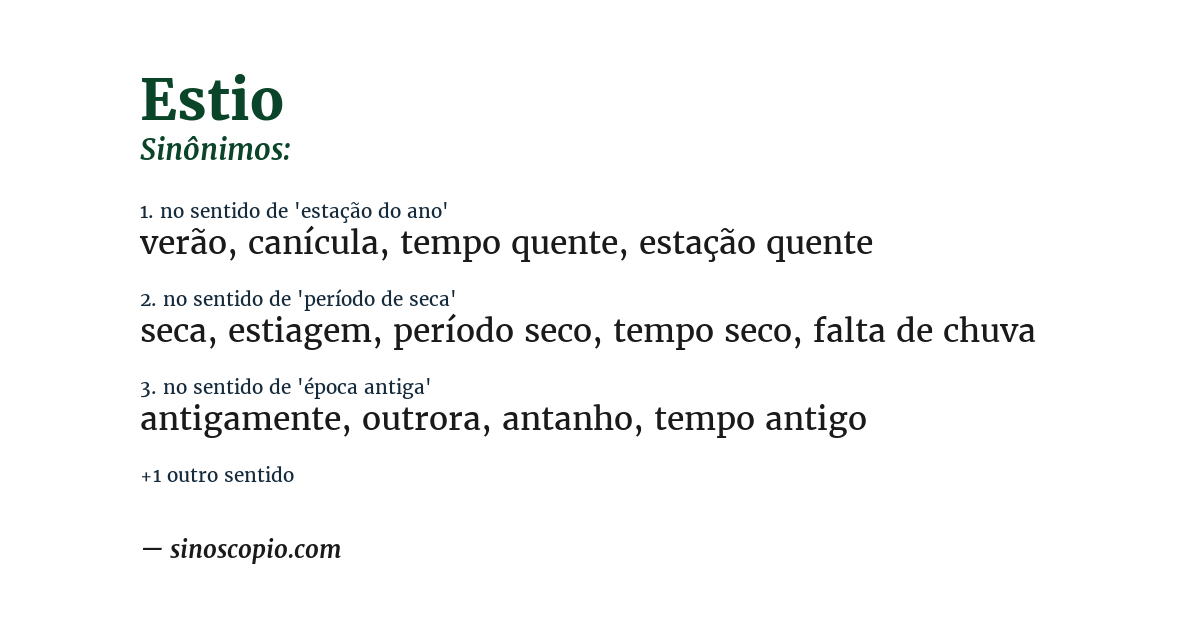 Sinônimo de estio