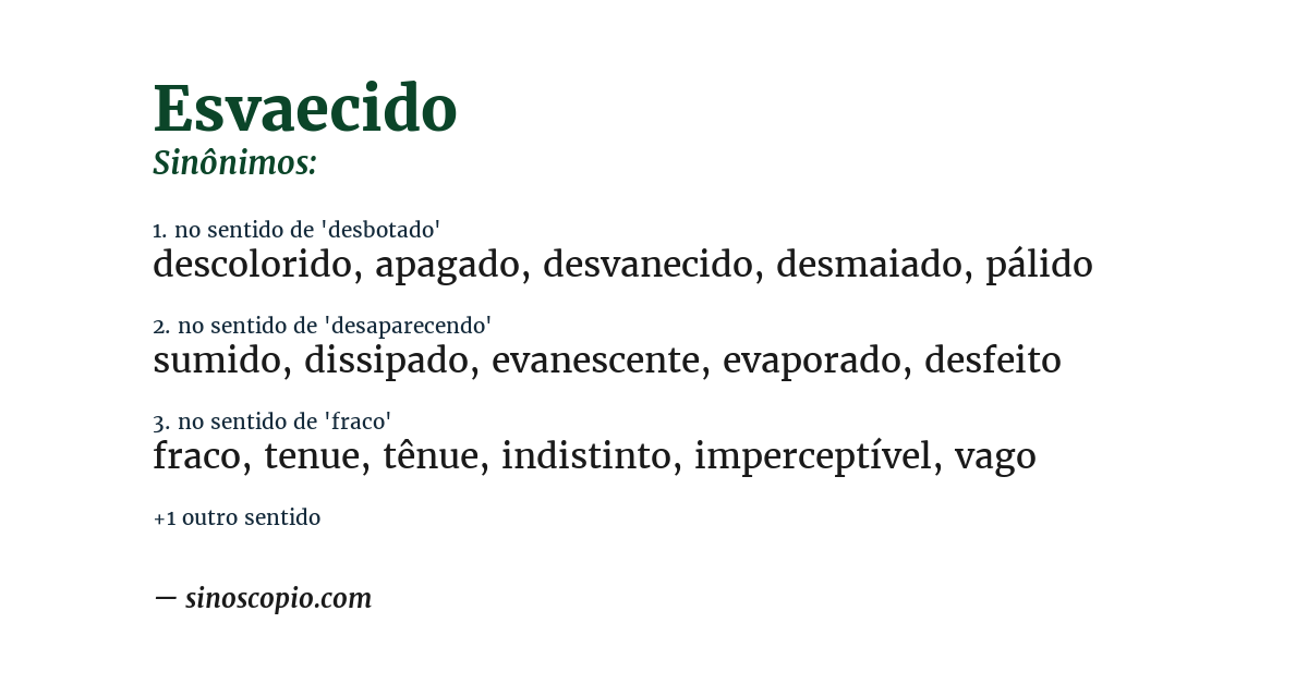 Sinônimo de esvaecido
