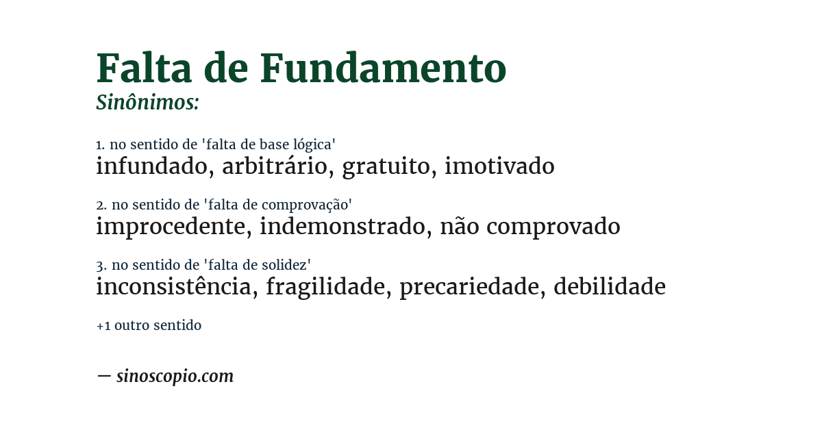 Sinônimo de falta de fundamento