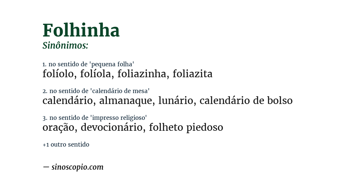 Sinônimo de folhinha