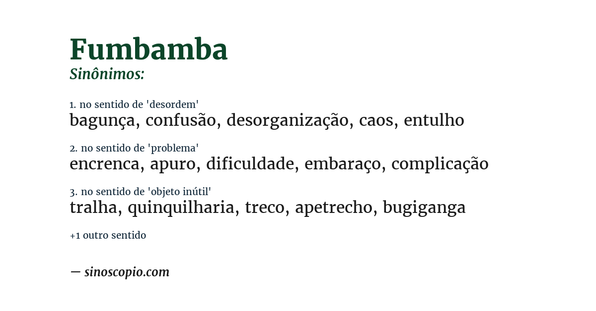 Sinônimo de fumbamba