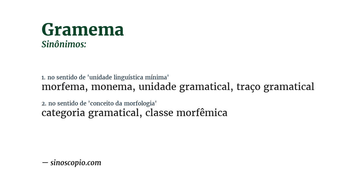 Sinônimo de gramema