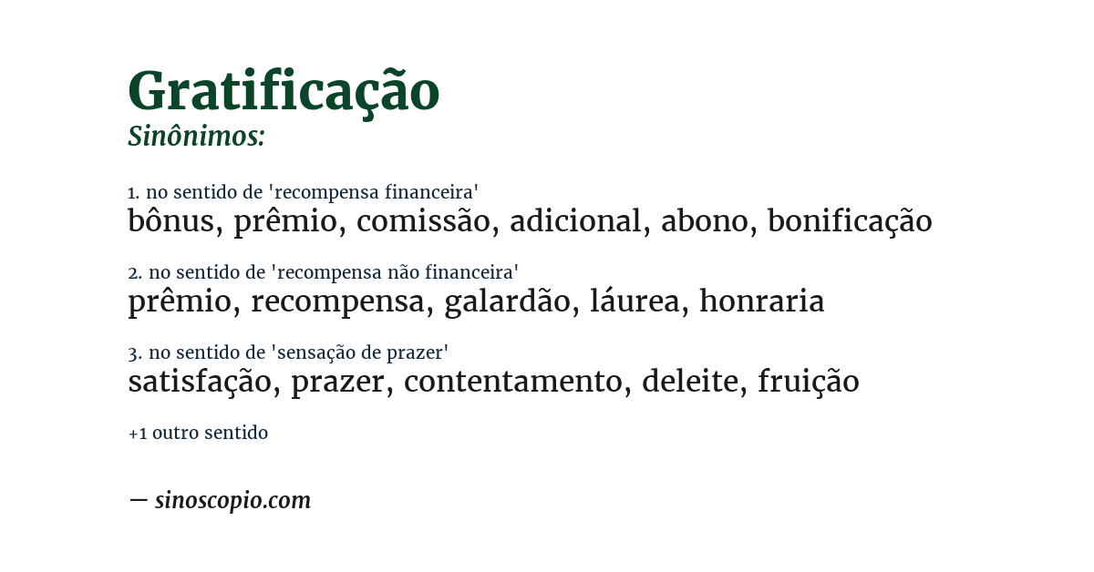 Sinônimo de gratificação