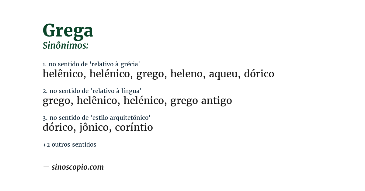Sinônimo de grega