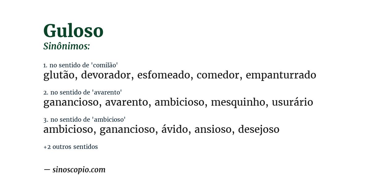Sinônimo de guloso