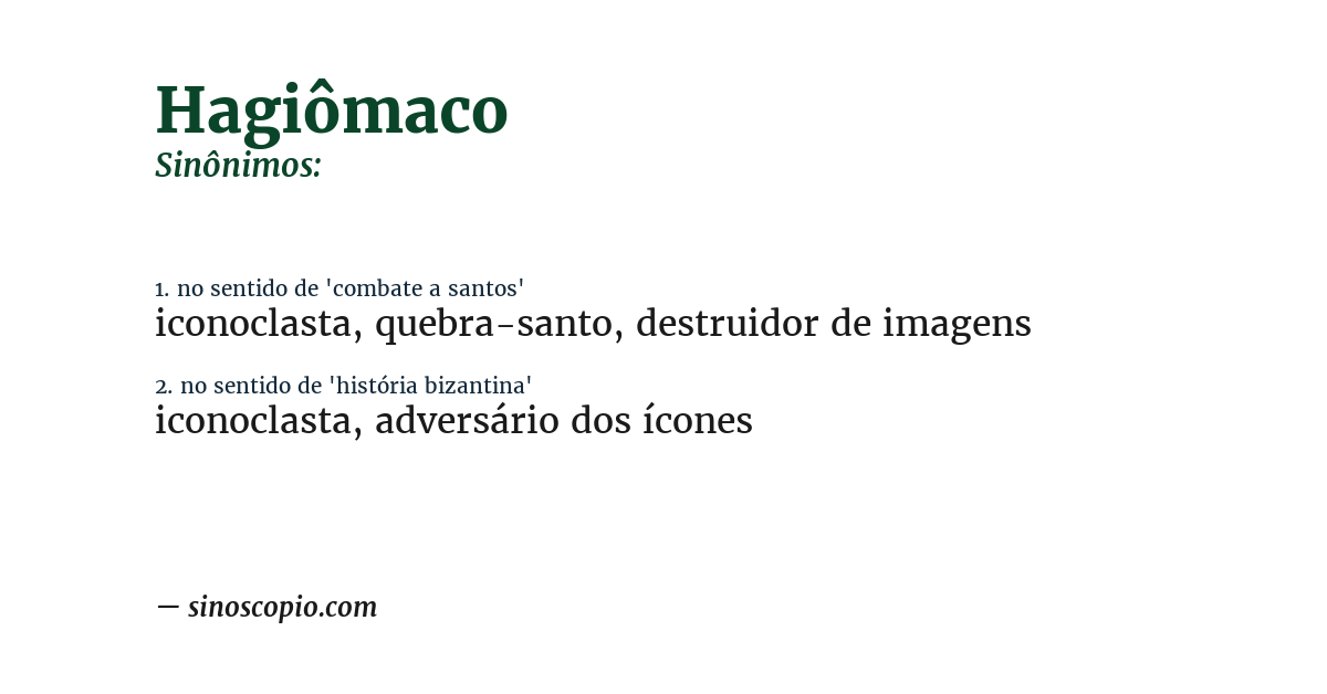 Sinônimo de hagiômaco