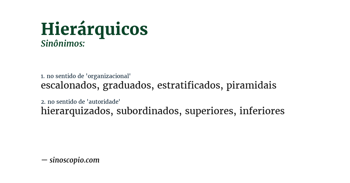 Sinônimo de hierárquicos