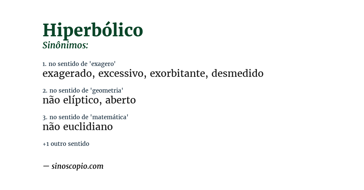 Sinônimo de hiperbólico