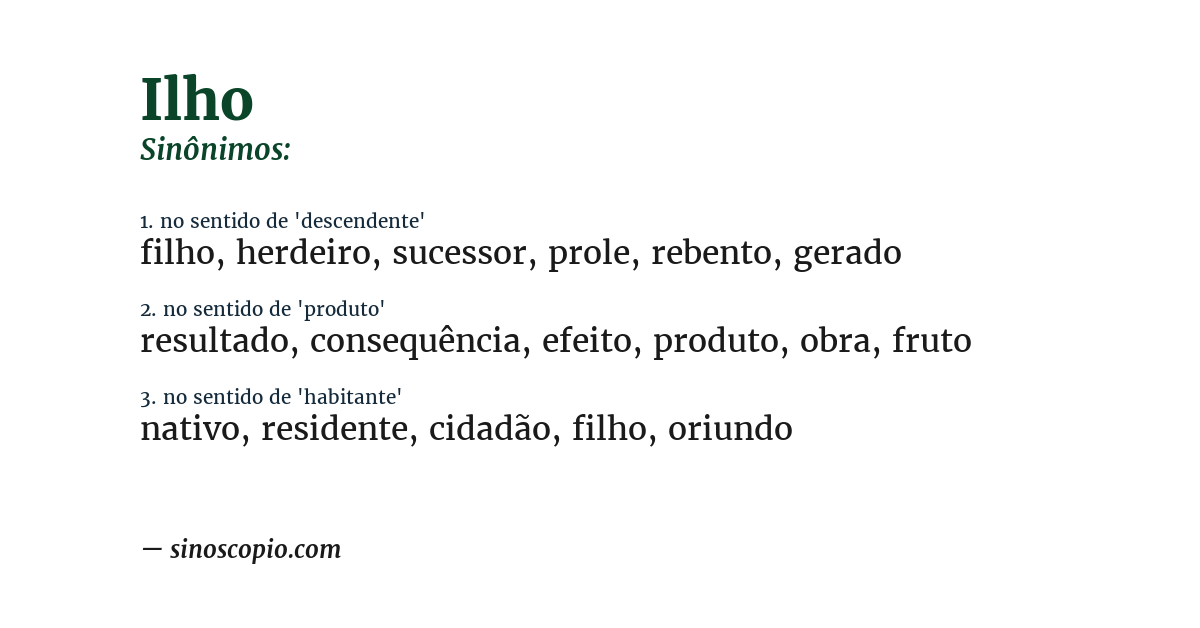 Sinônimo de ilho