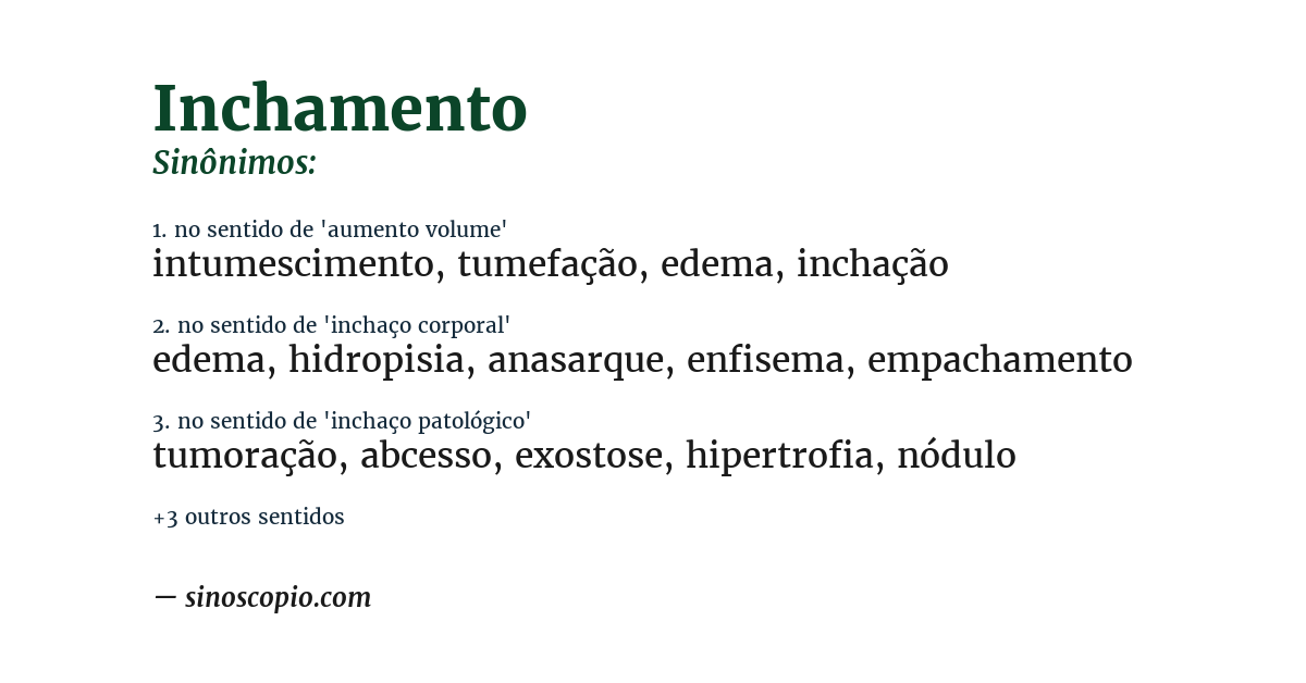 Sinônimo de inchamento