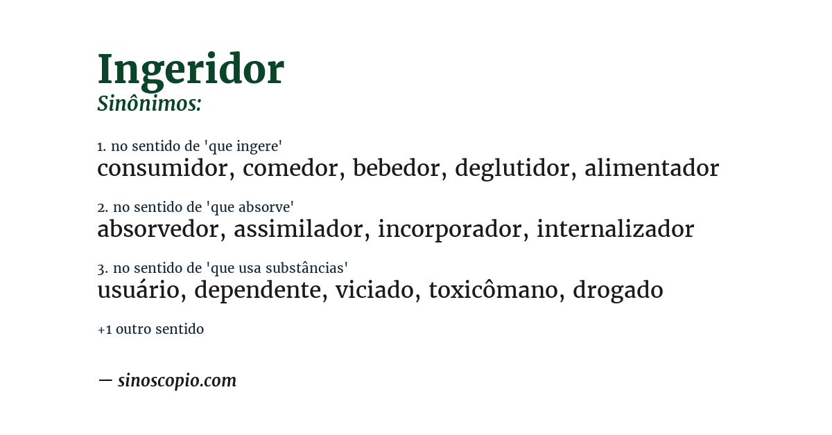 Sinônimo de ingeridor