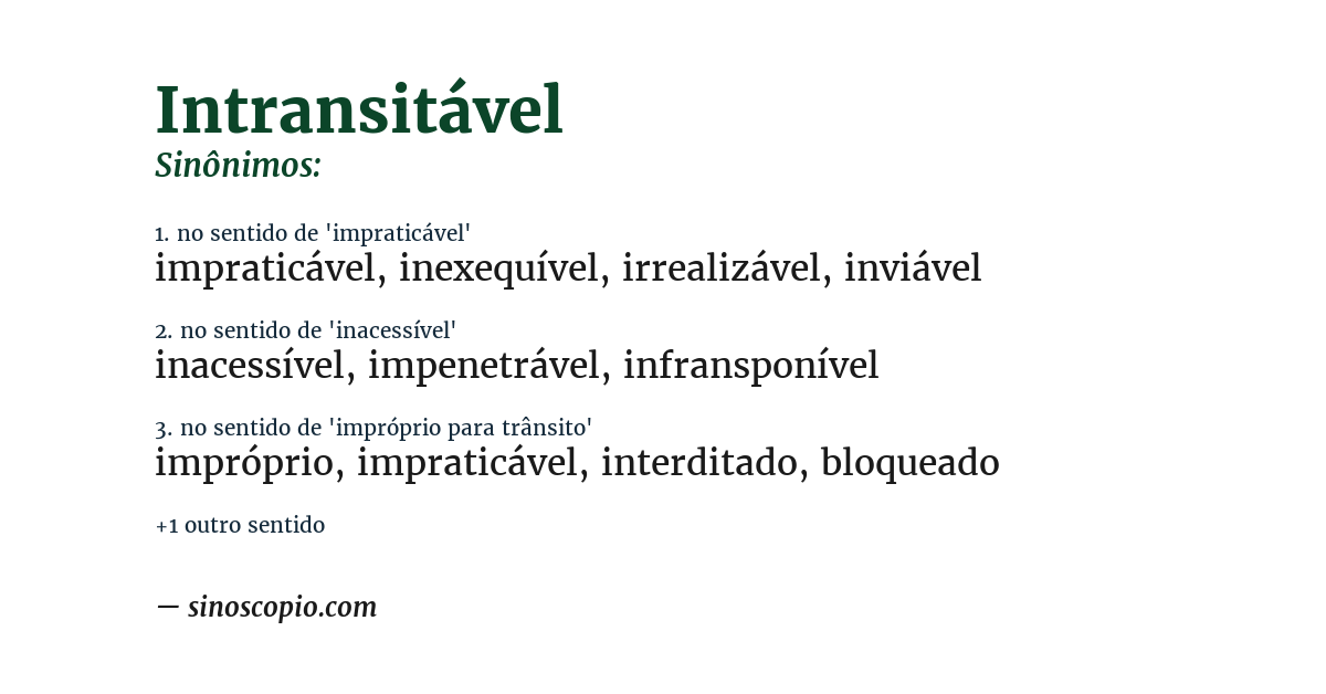 Sinônimo de intransitável