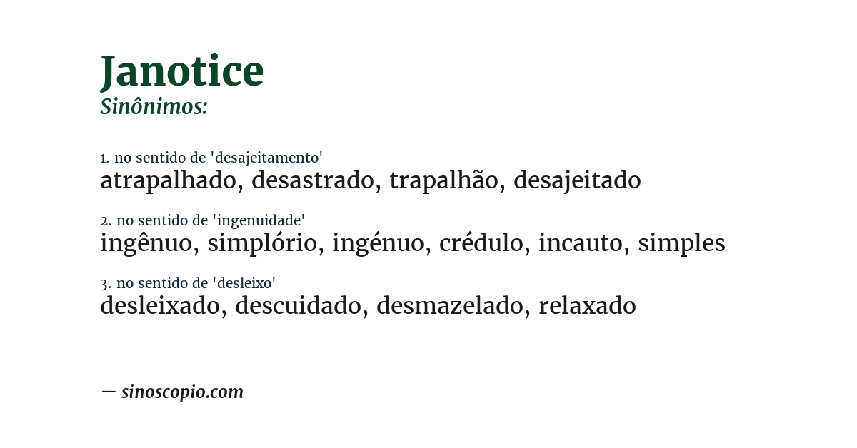 Sinônimo de janotice