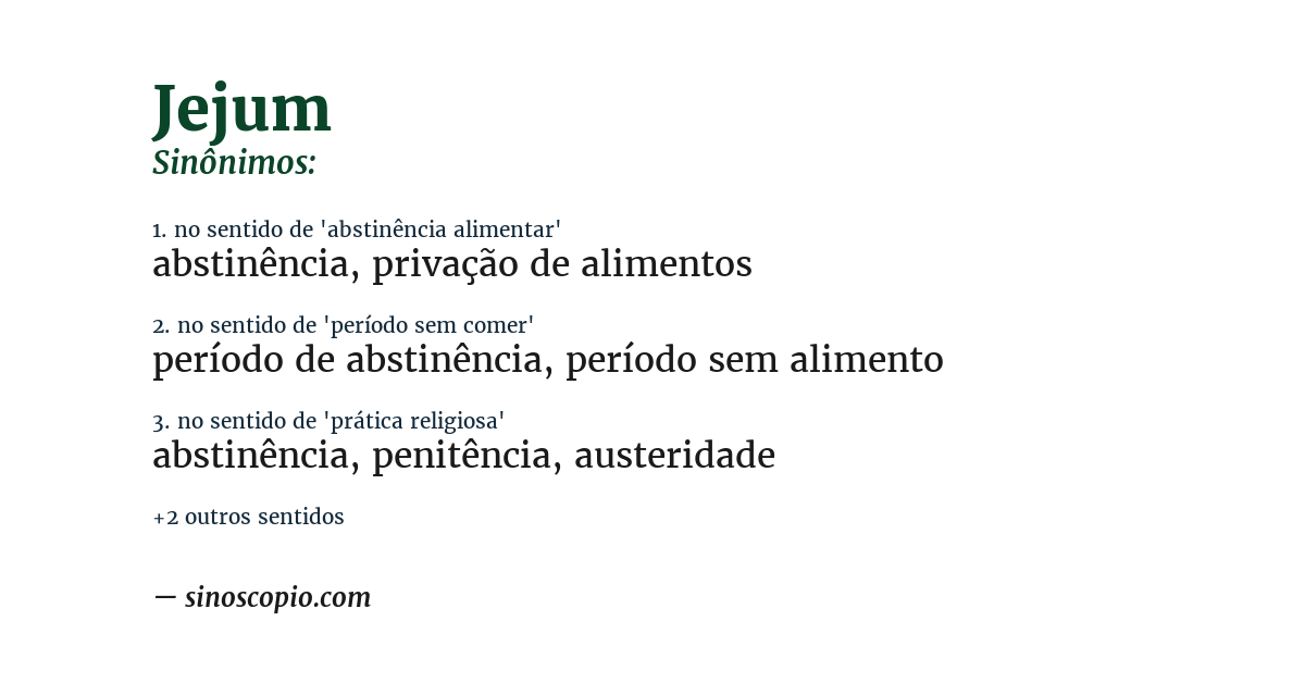 Sinônimo de jejum