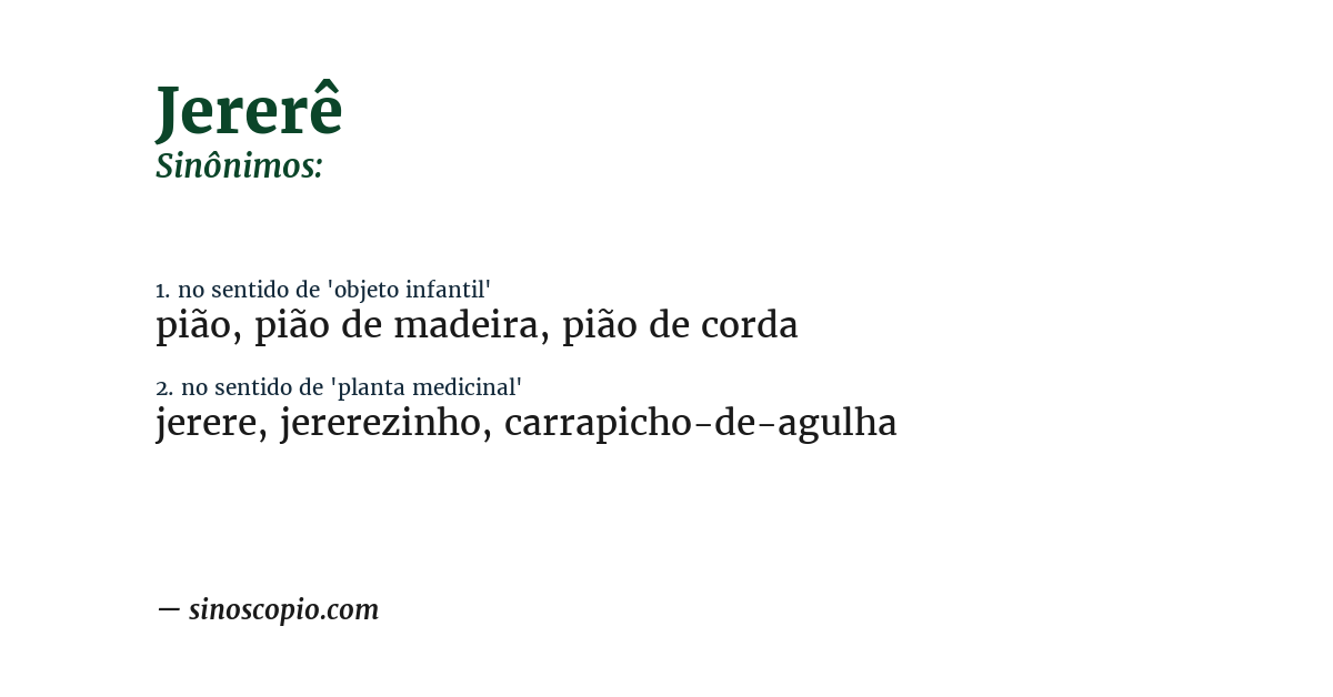 Sinônimo de jererê