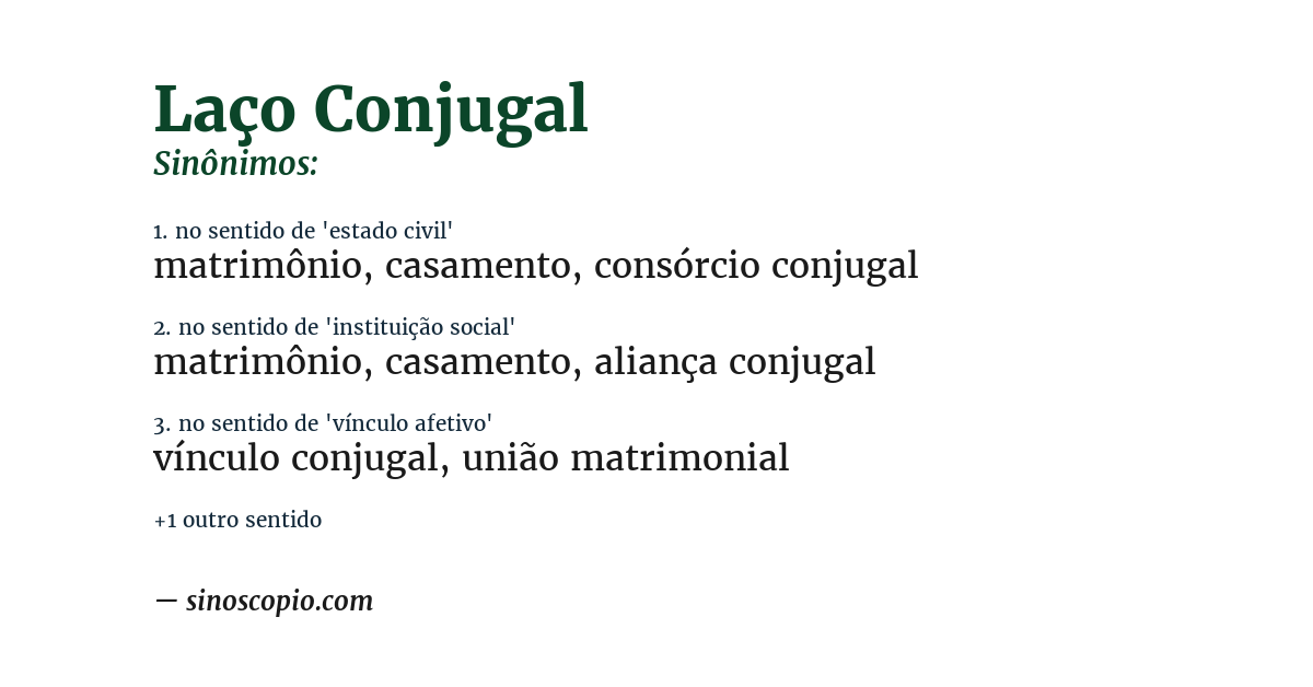 Sinônimo de laço conjugal