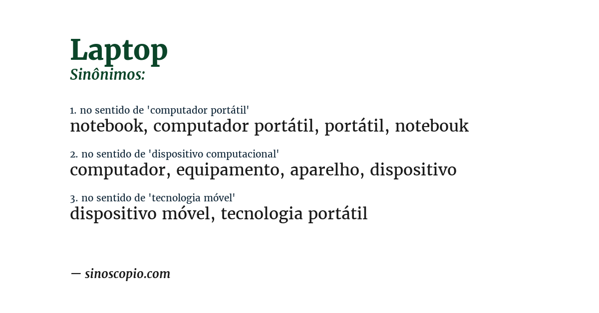 Sinônimo de laptop