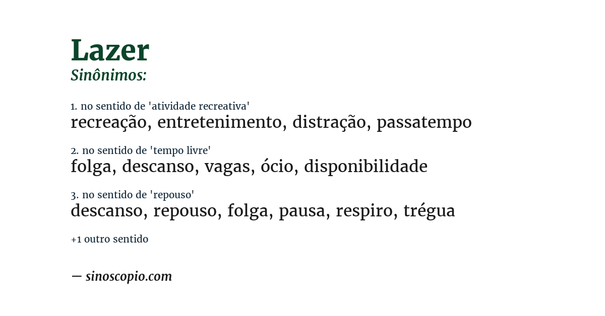 Sinônimo de lazer
