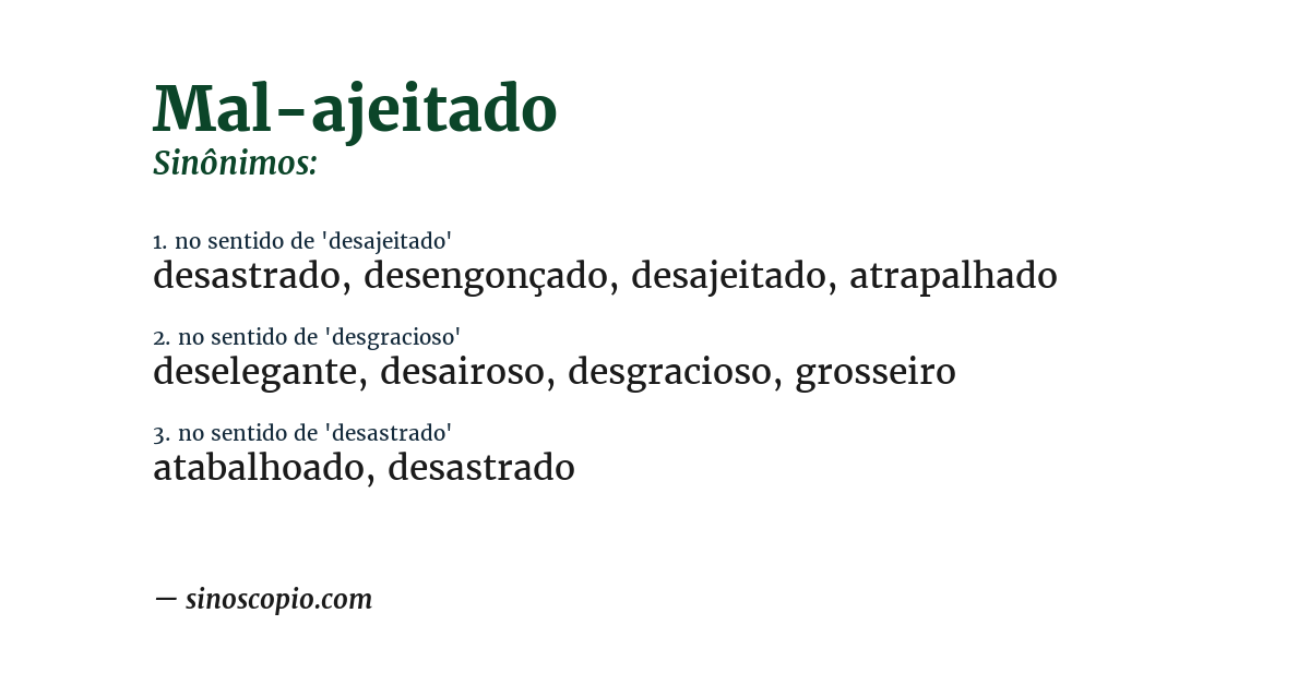 Sinônimo de mal-ajeitado