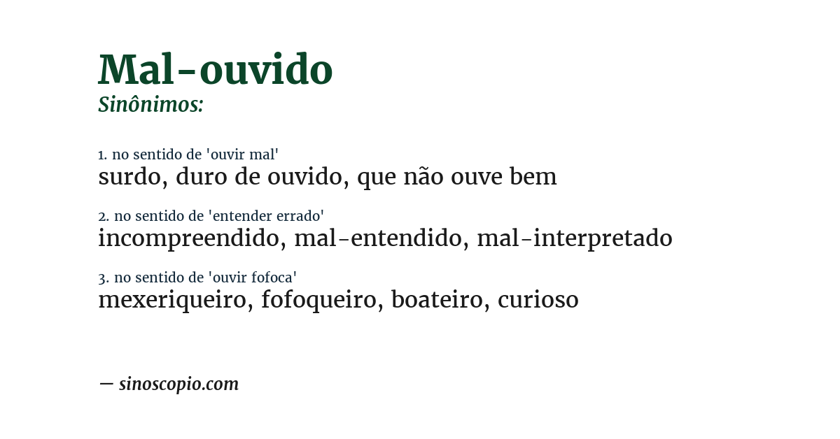 Sinônimo de mal-ouvido