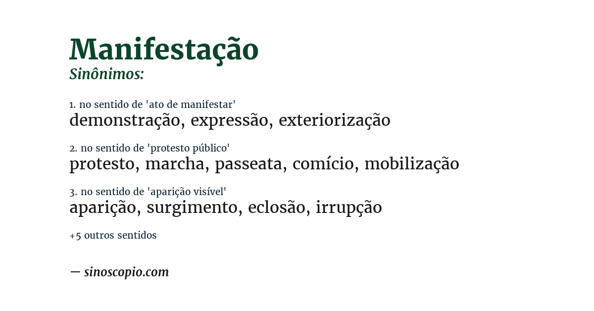 Sinônimo de manifestação