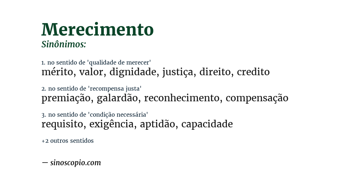 Sinônimo de merecimento
