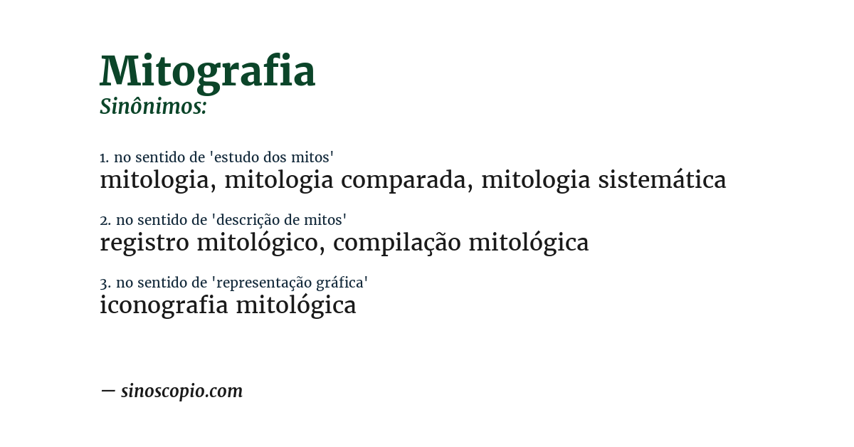 Sinônimo de mitografia