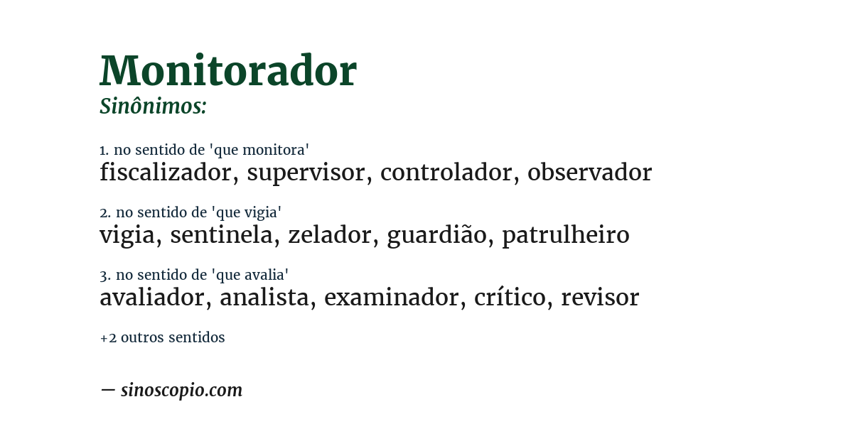 Sinônimo de monitorador