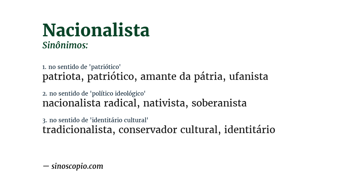 Sinônimo de nacionalista